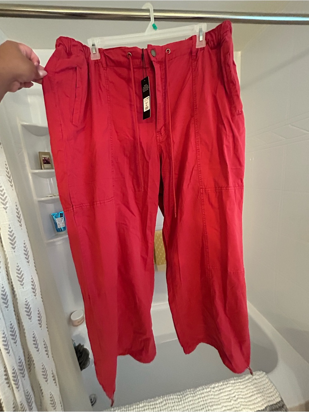 Fashion Nova Red Drawstring Cargo Pants